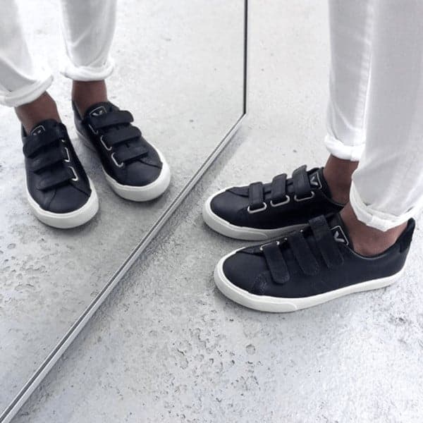 Veja Esplar Black Leather Velcro Shoes