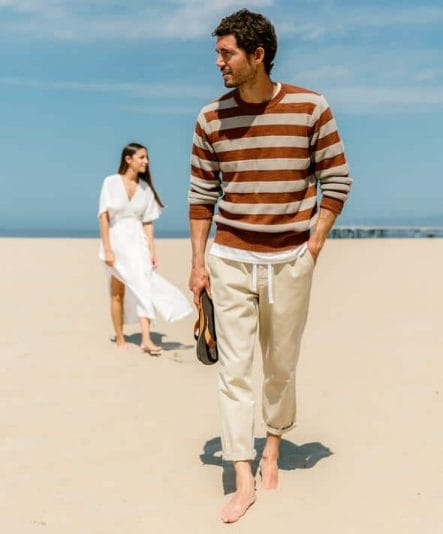 Outerknown Waterless Stripe Sweater Sepia