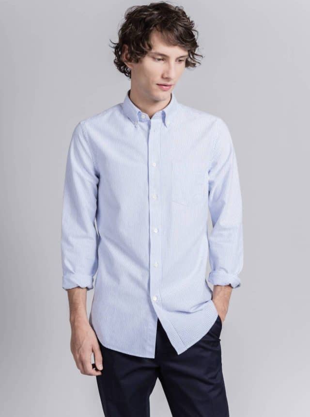 Asket Oxford Shirt Navy Stripe