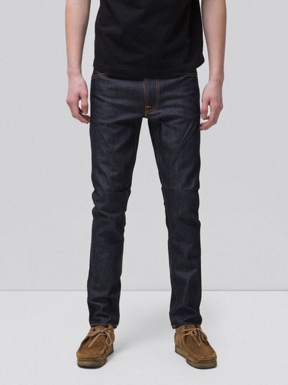 eco-friendly men's apparel for fall: Dark Wash Nudie Jeans