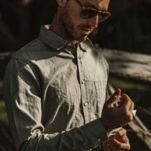 The California Shirt in Olive Hemp by Taylor Stitch