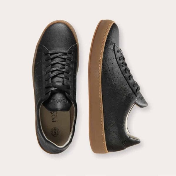 Po-Zu Black Vegan Apple Leather Sneakers