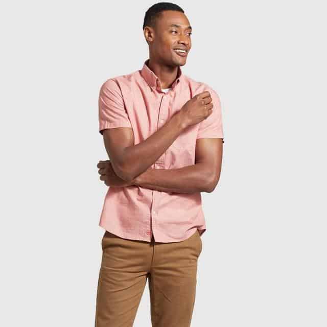 Natural Short Sleeve Button Down United by Blue Salmon