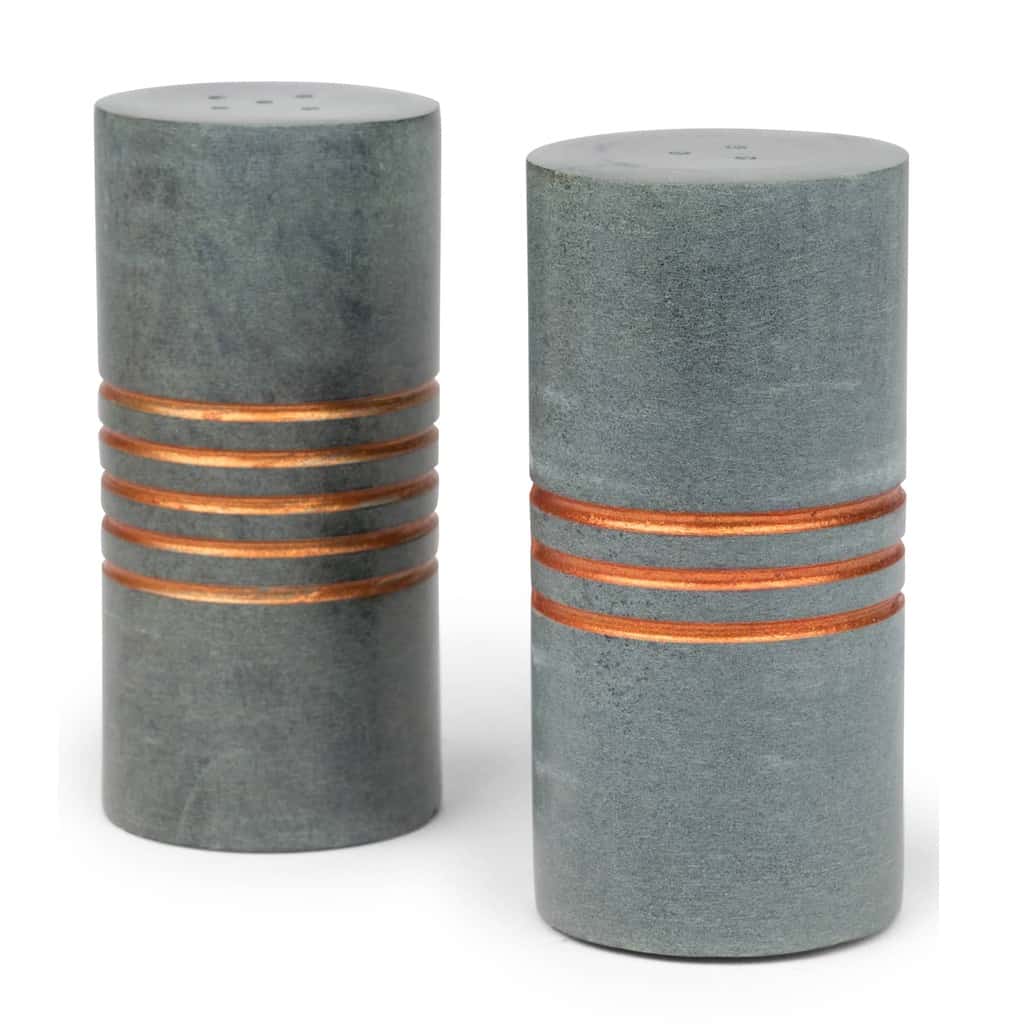 Carved Stone Cylinder Salt And Pepper Set - Salt & Pepper Stone Shakers
