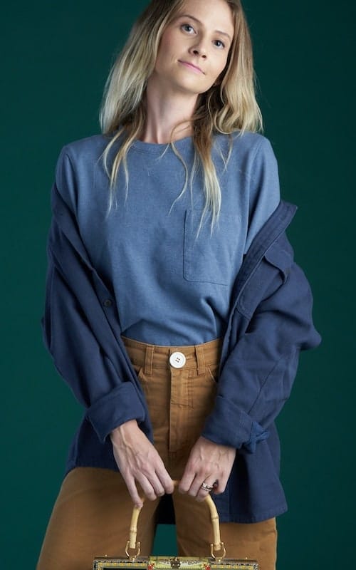 Kestrel Jenkins in Taylor Stitch Heavy Bag Tee