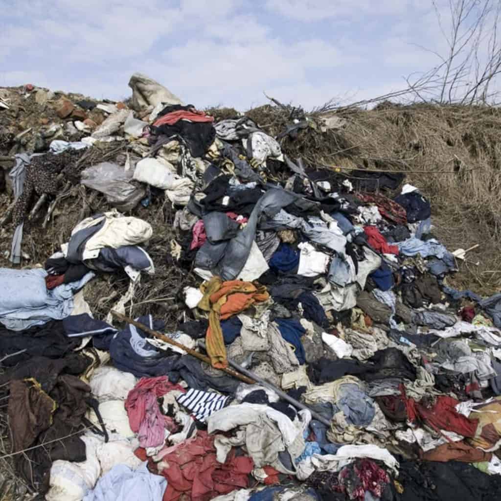 Piles of clothing waste