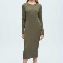 Kotn Women's Longsleeve Dress in Olive Green, Size 2XL
