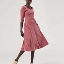 Women's Marsala Fit & Flare 3/4 Sleeve Dress XS