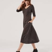 Women's Charcoal Heather Fit & Flare 3/4 Sleeve Dress S