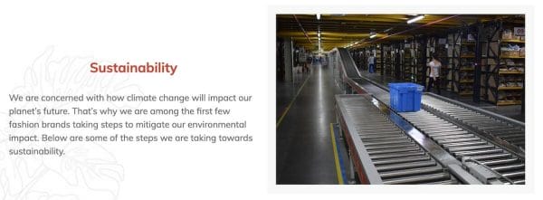 Example of Romwe Greenwashing