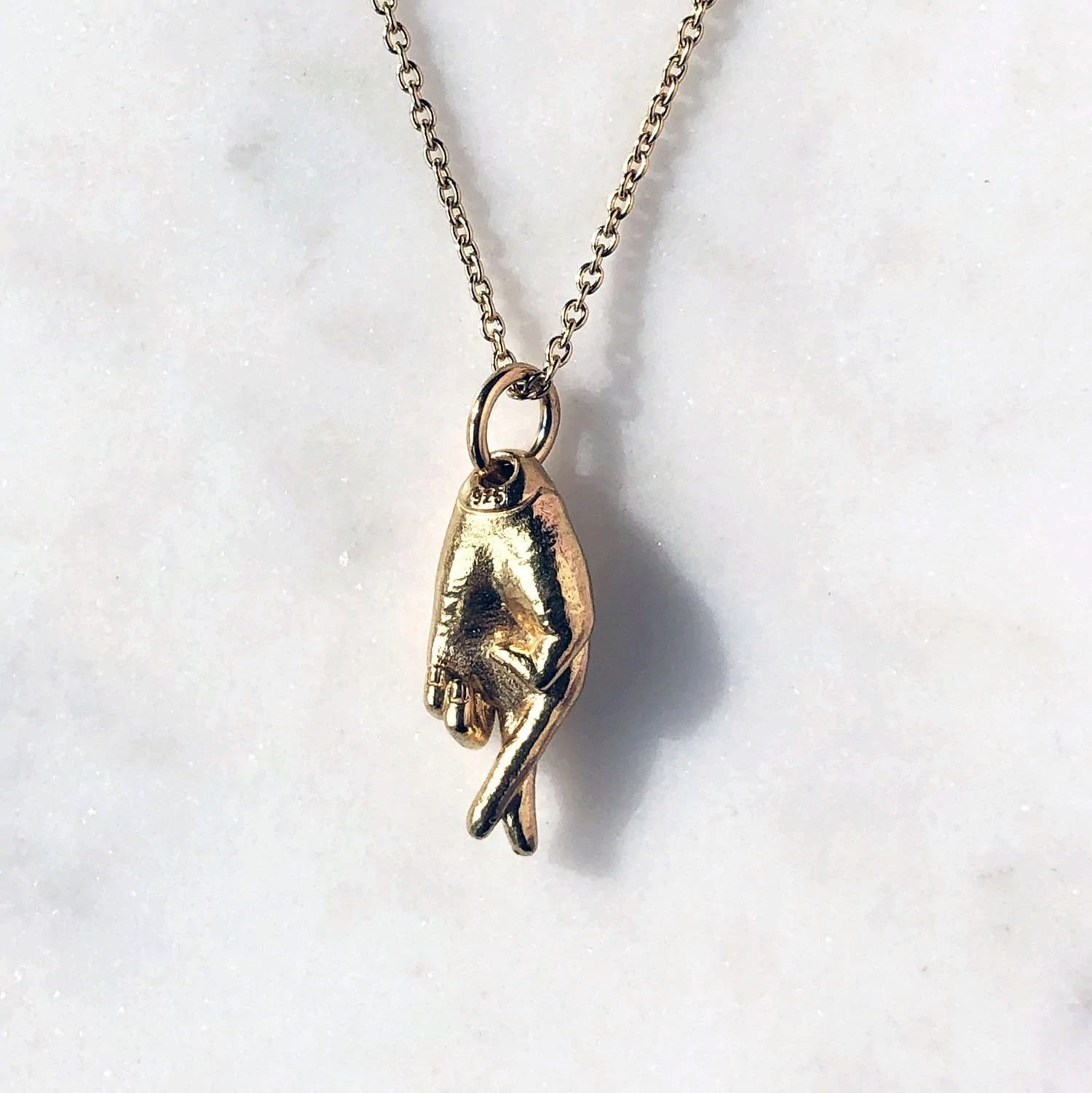 sustainable recycled good luck charm gold necklace