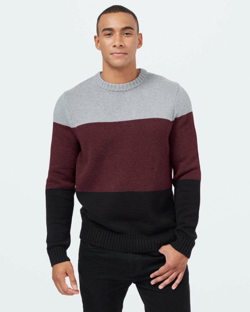 Highline Blocked Crew Sweater (GREY HEATHER MULBERRY HEATHER METEORITE BLACK HEATHER / L)