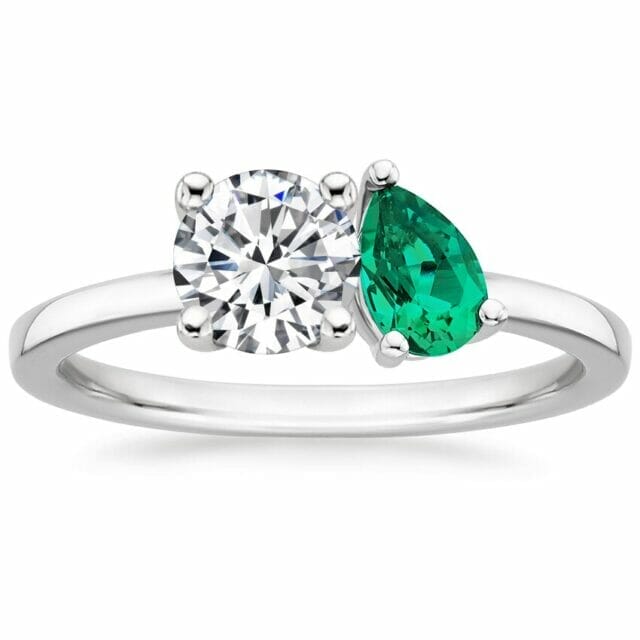 The Viridian Toi Et Moi ethical engagement ring