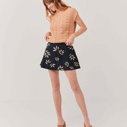 Women's Golden Hour Leaves Fit & Flare Mini Skirt XS