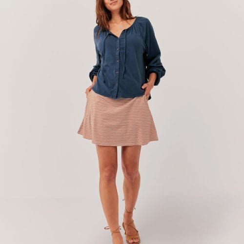 Women's Shell Stripe Fit & Flare Mini Skirt XL