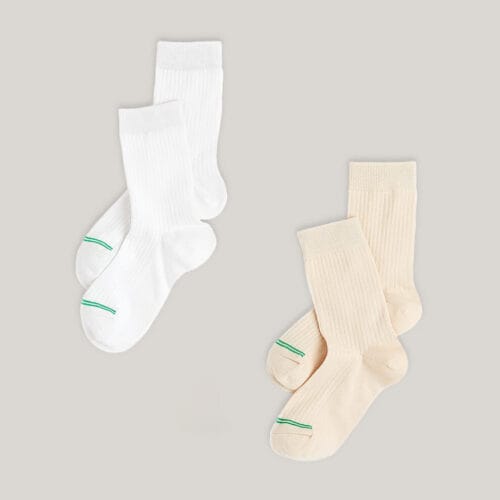 Women's White/Cream Crew Socks 2-Pack 1S