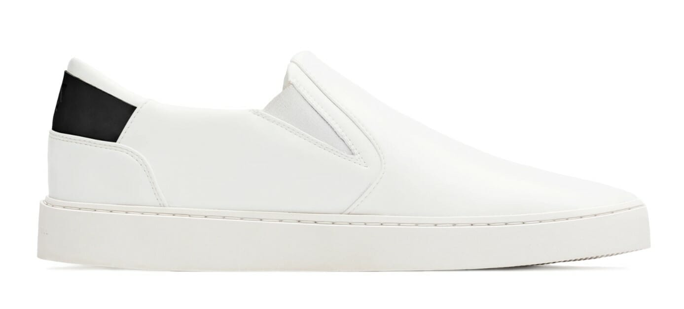 white and black slip on shoe