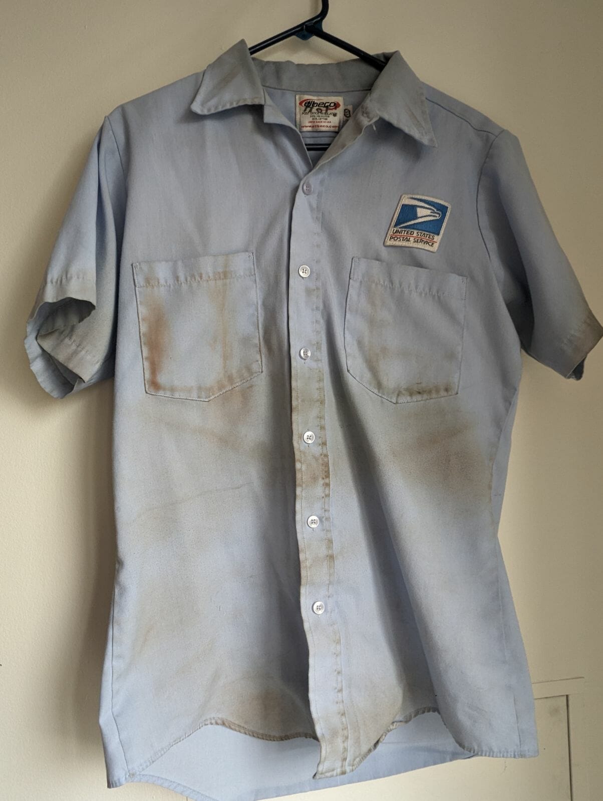 Dirty usps shirt before laundry