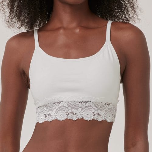 Women's White Lace Smooth Cup Bralette S