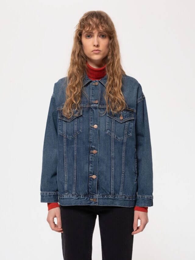 Nudie Jeans Elin Blue Maze Denim Jacket Womens