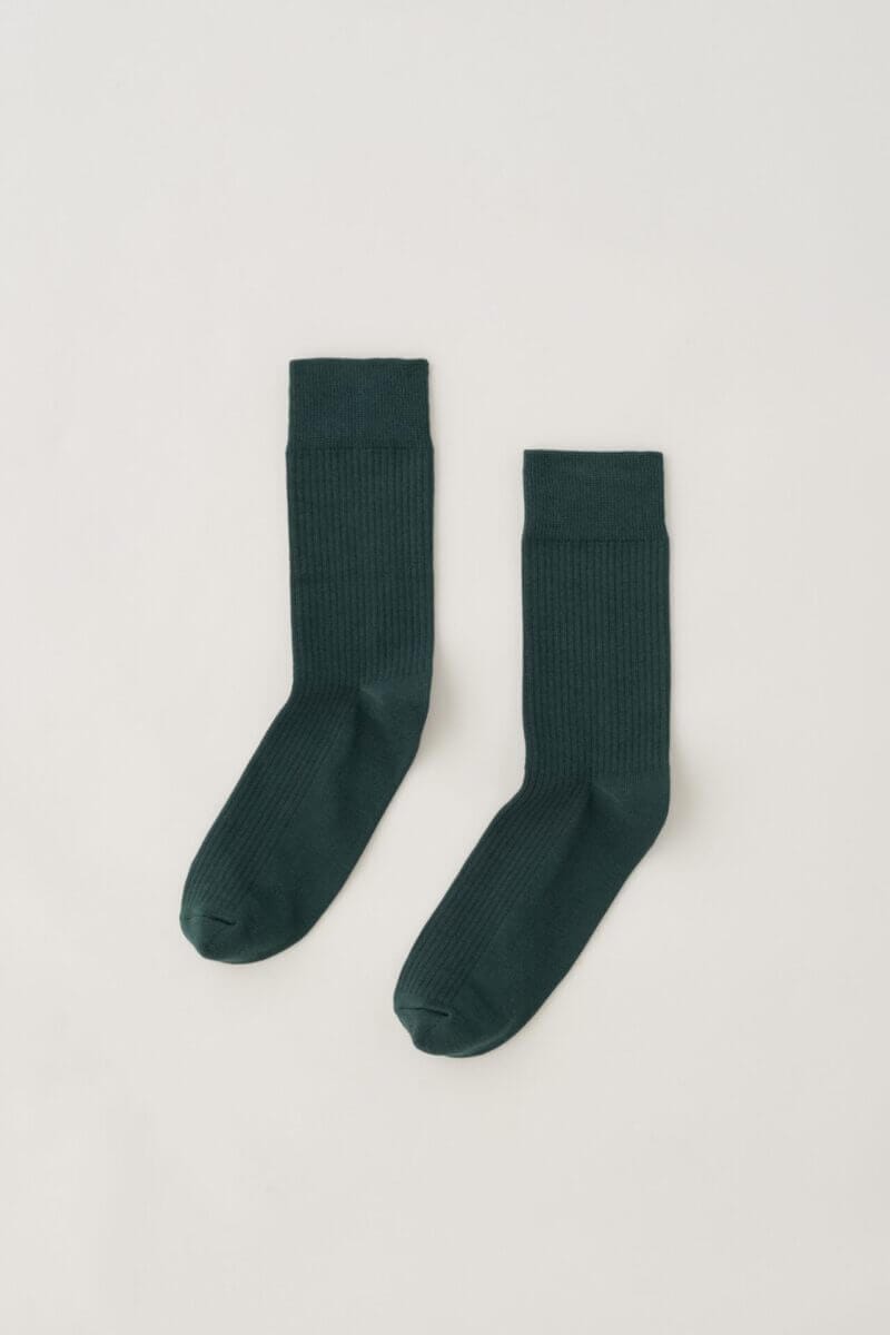 Kotn Unisex Rib Socks in Green, Size L/XL