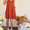Manzana Tiered Sleeveless Dress Rust Ditsy Print / XS