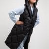PENZANCE recycled black long sleeveless puffer jacket