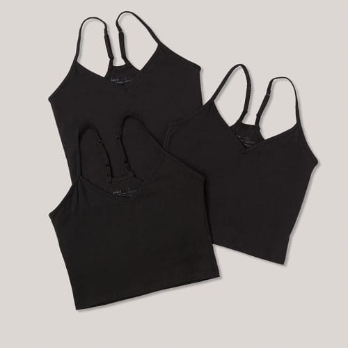Women's Black Everyday Shelf Bra Cropped Camisole 3-Pack 2X
