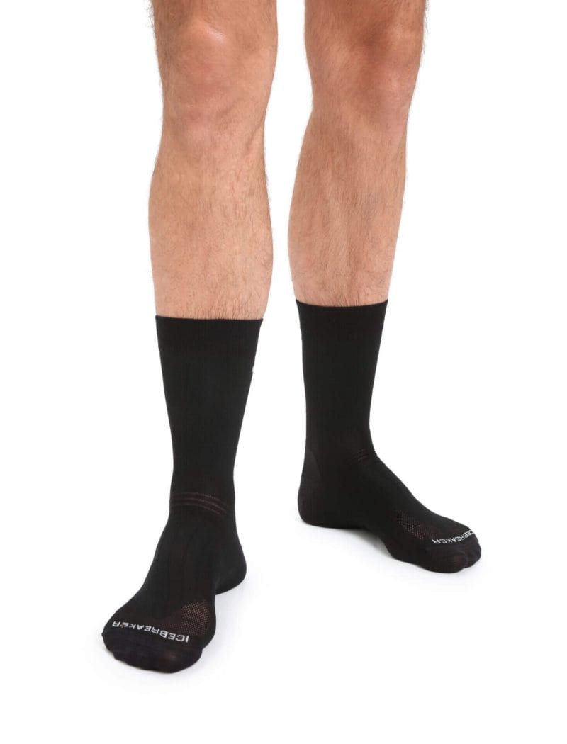 icebreaker Men's Merino Hike Liner Crew Socks | Size Small | Black | Merino Wool/Lycra/Nylon
