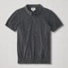 Men's Charcoal Heather Classic Fine Knit Short Sleeve Polo Sweater L