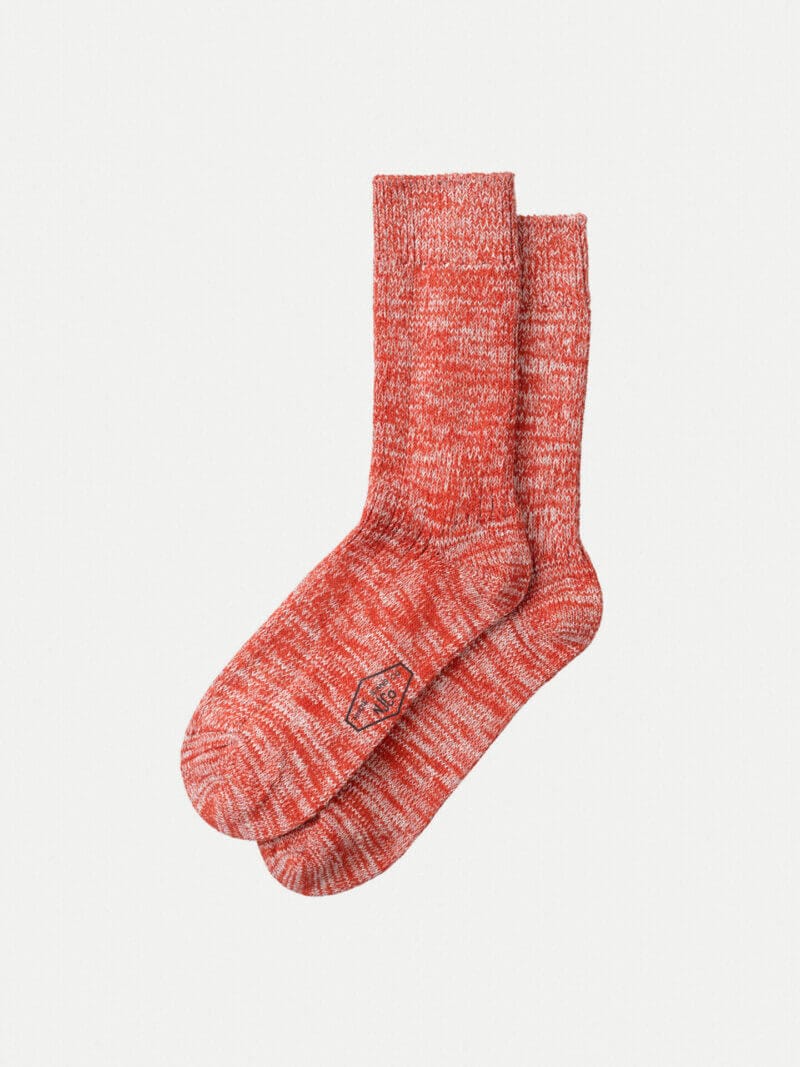 Nudie Jeans Chunky Sock Rebirth Redmelange Men's Organic Socks One Size Sustainable Clothing