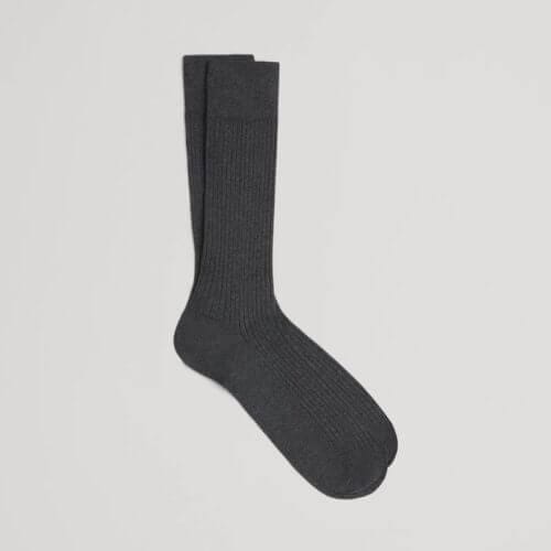The Ribbed Cotton Sock Charcoal Melange