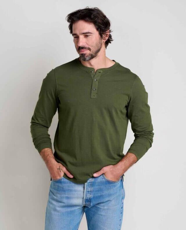 toad&co henley shirt for men in green