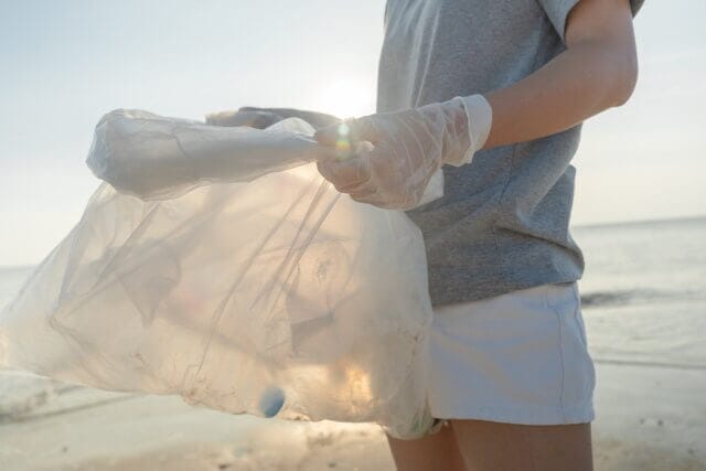 An illustration of beach clean up volunteer