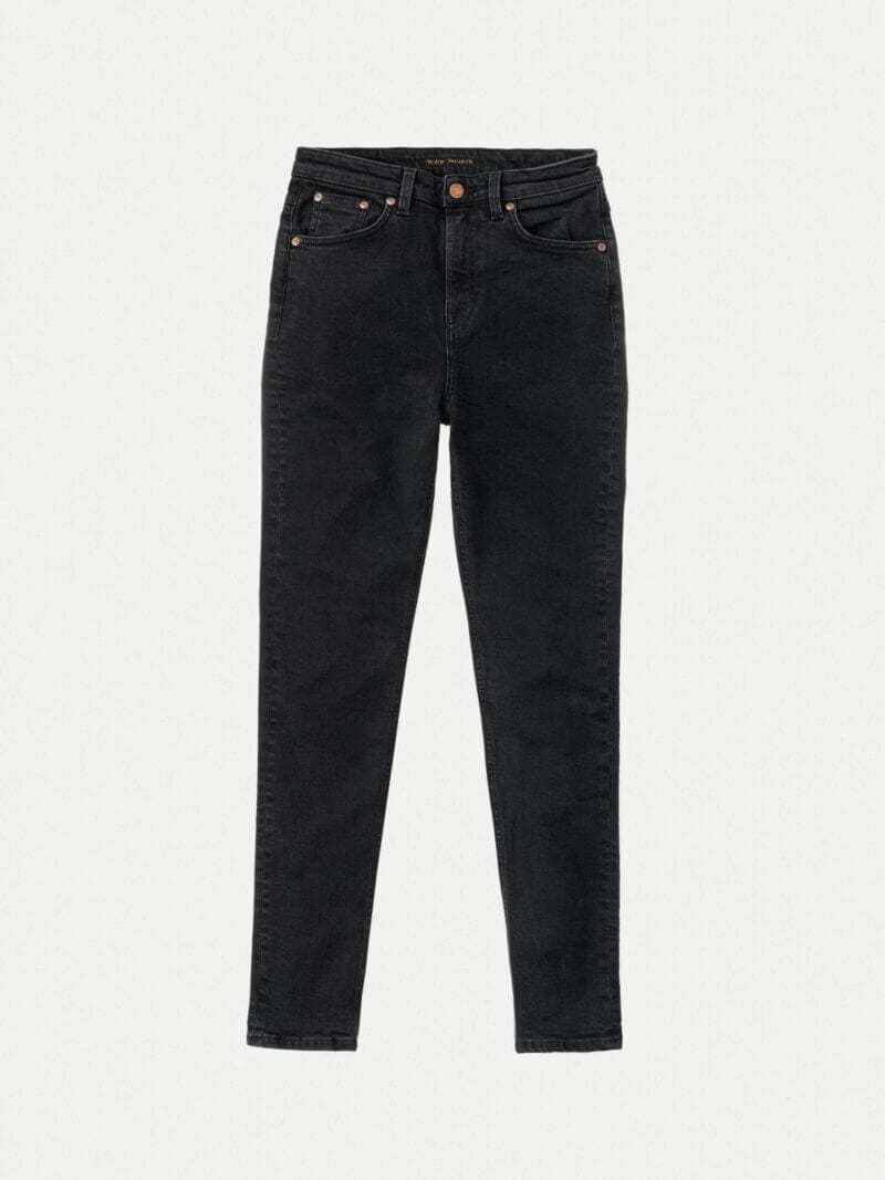 Nudie Jeans Hightop Tilde Black Coal High Waist Tight Fit Women's Organic Jeans W33/L32 Sustainable Denim