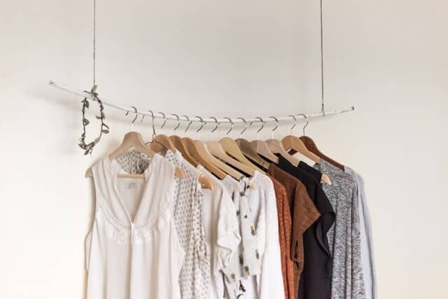clothing on a rack