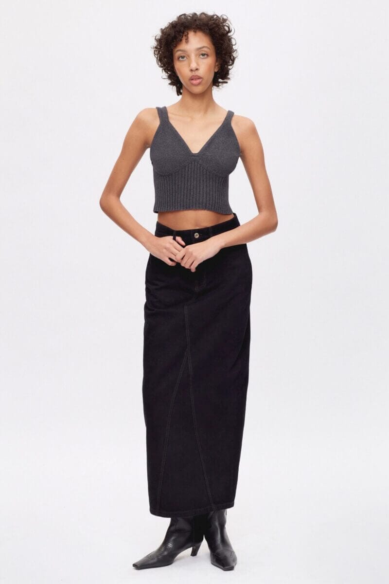 Kotn Women's Knit Crop Tank Top in Black, Size XS