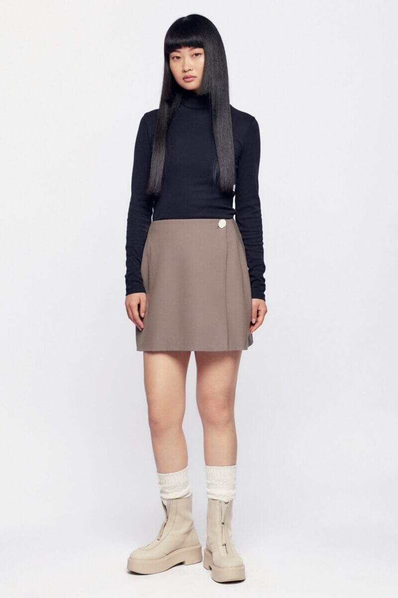 Kotn Women's Rosetta Crepe Skirt in Stone, Size XS