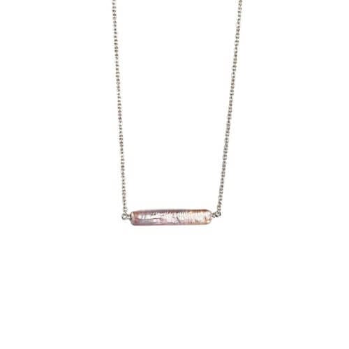 Maris Pearl Bar Necklace in Silver