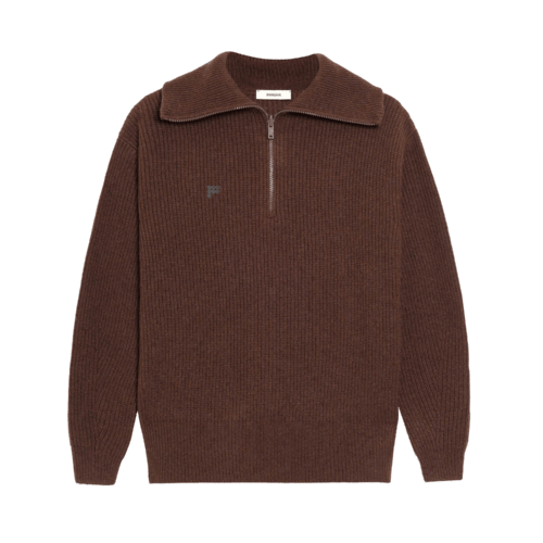 PANGAIA - Recycled Cashmere Half Zip Sweater - chestnut brown XS