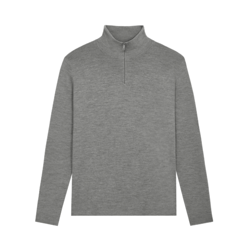 PANGAIA - Regenerative Merino Wool Half-Zip Sweater - grey marl XS