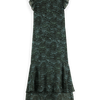 Women's Feather Printed Midi Flounce Dress | Green | Size 40 | Scotch & Soda