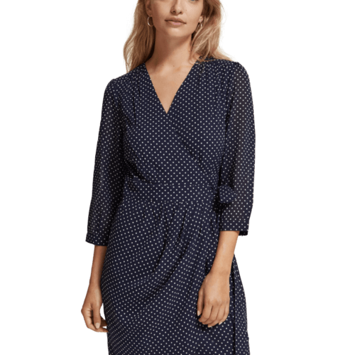 Women's Polka Dot Mini Wrap Dress | Blue | Size 34 | Scotch & Soda