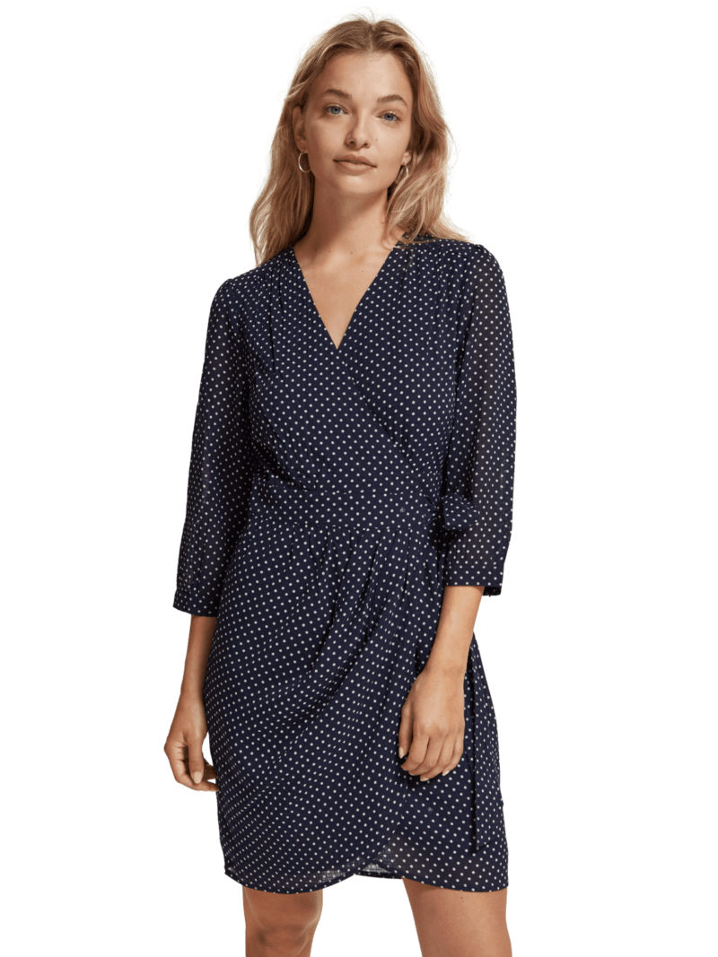 Women's Polka Dot Mini Wrap Dress | Blue | Size 34 | Scotch & Soda