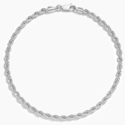 14K White Gold Bailey Rope Chain Bracelet