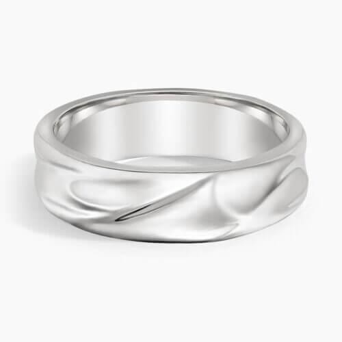 18K White Gold Wave 6mm Wedding Ring