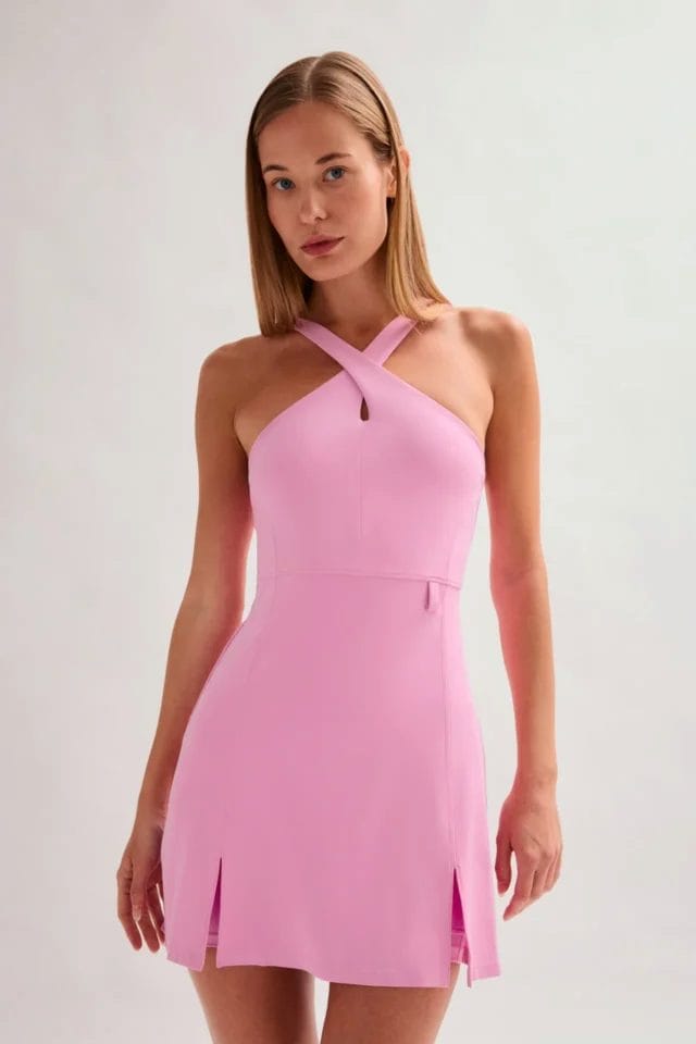 girlfriend collective mariposa becca x neck active dress