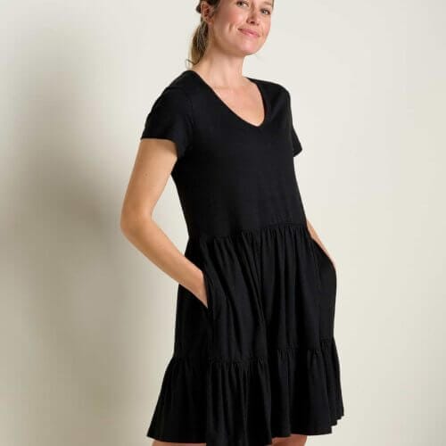 Marley Tiered Short Sleeve Dress Black / XS