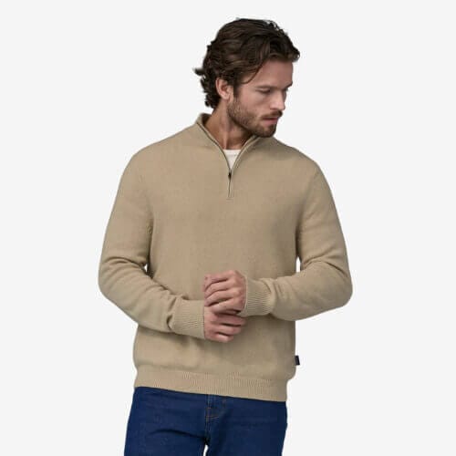 Patagonia Men's Recycled Cashmere 1/4-Zip Sweater in Dark Natural, Extra Small - Outdoor Sweaters - Recycled Cashmerenylon/Wool