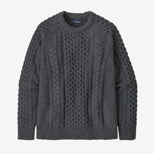 Patagonia Recycled Wool-Blend Cable-Knit Crewneck Sweater in Hex Grey, XXS - Outdoor Sweaters - Recycled Wool/Nylon